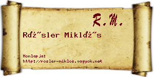 Rösler Miklós névjegykártya